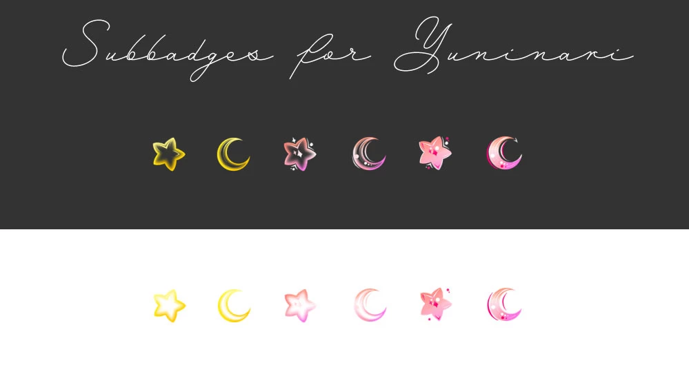 twitch subbadges icons stars and moon pink yellow