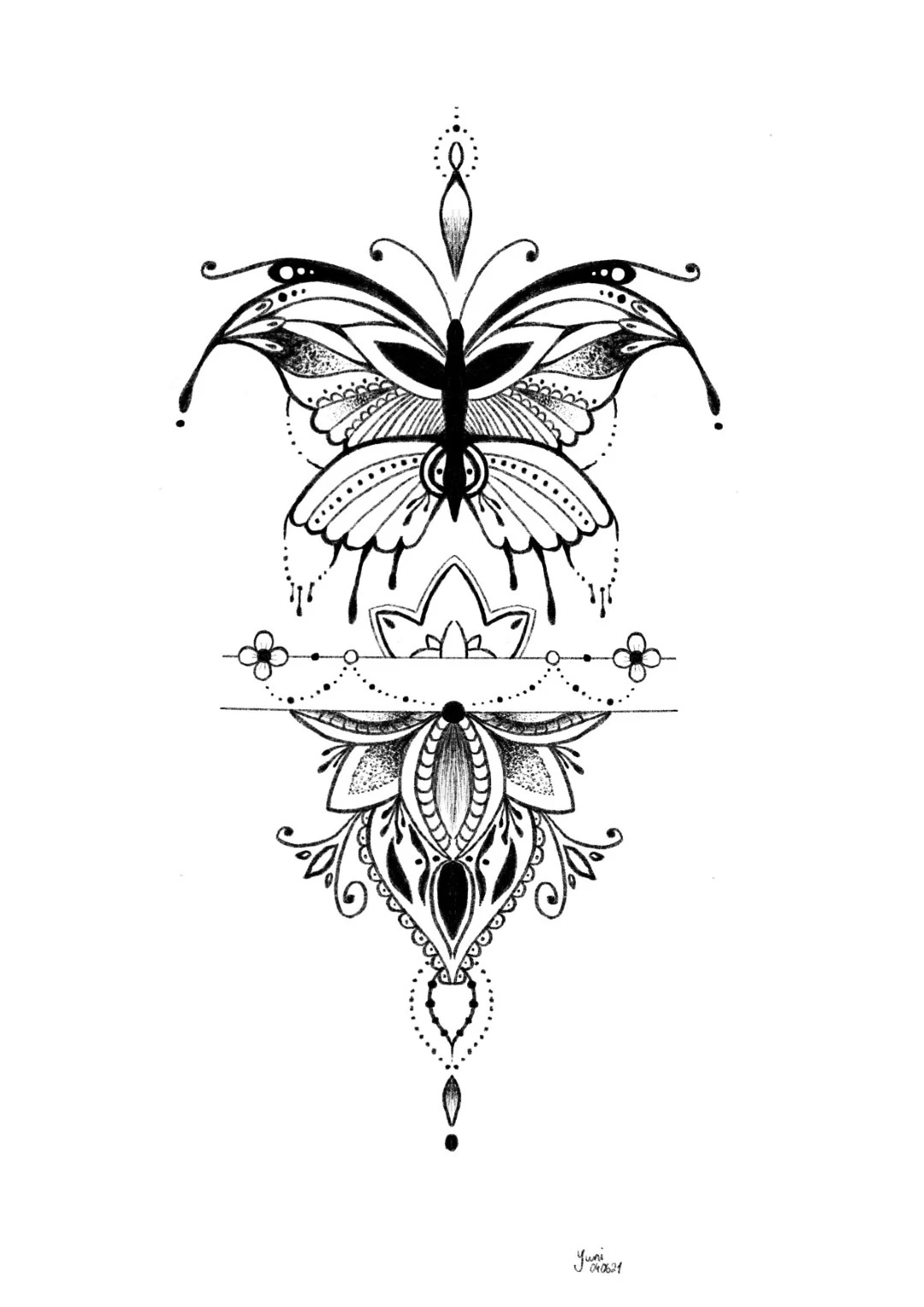 tattoo design oriental butterfly