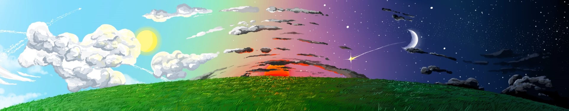 Banner illustration sky day and night